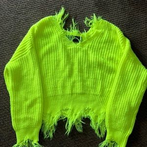 Very bright NEON YELLOW sweater cute for themes or to bring a bold statement
